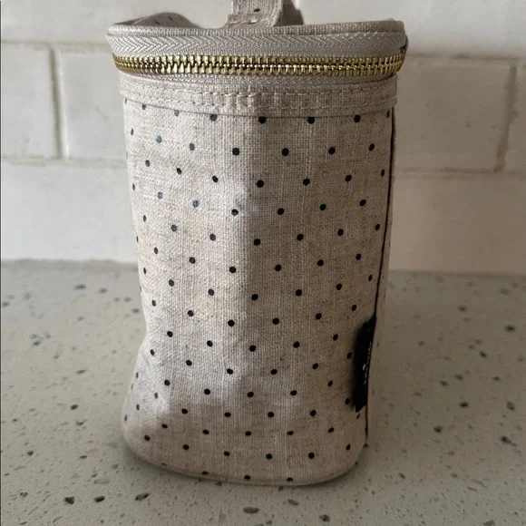 Kate Spade Out To Lunch Tote Bag Polka Dots Beige Black Insulated Picnic Cooler - Picture 3 of 12